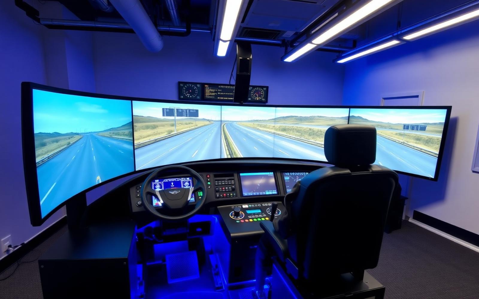 Professioneller Lkw-Simulator mit gebogenen Bildschirmen